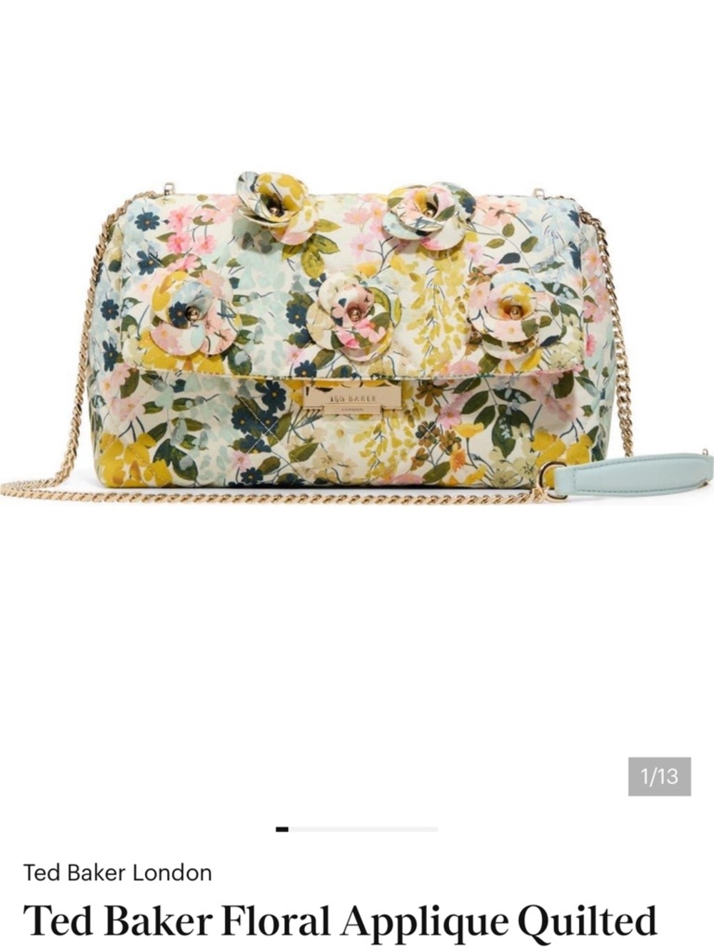 Ted Baker London Pastel Floral Applique Quilted Crossbody - Multi Pastel